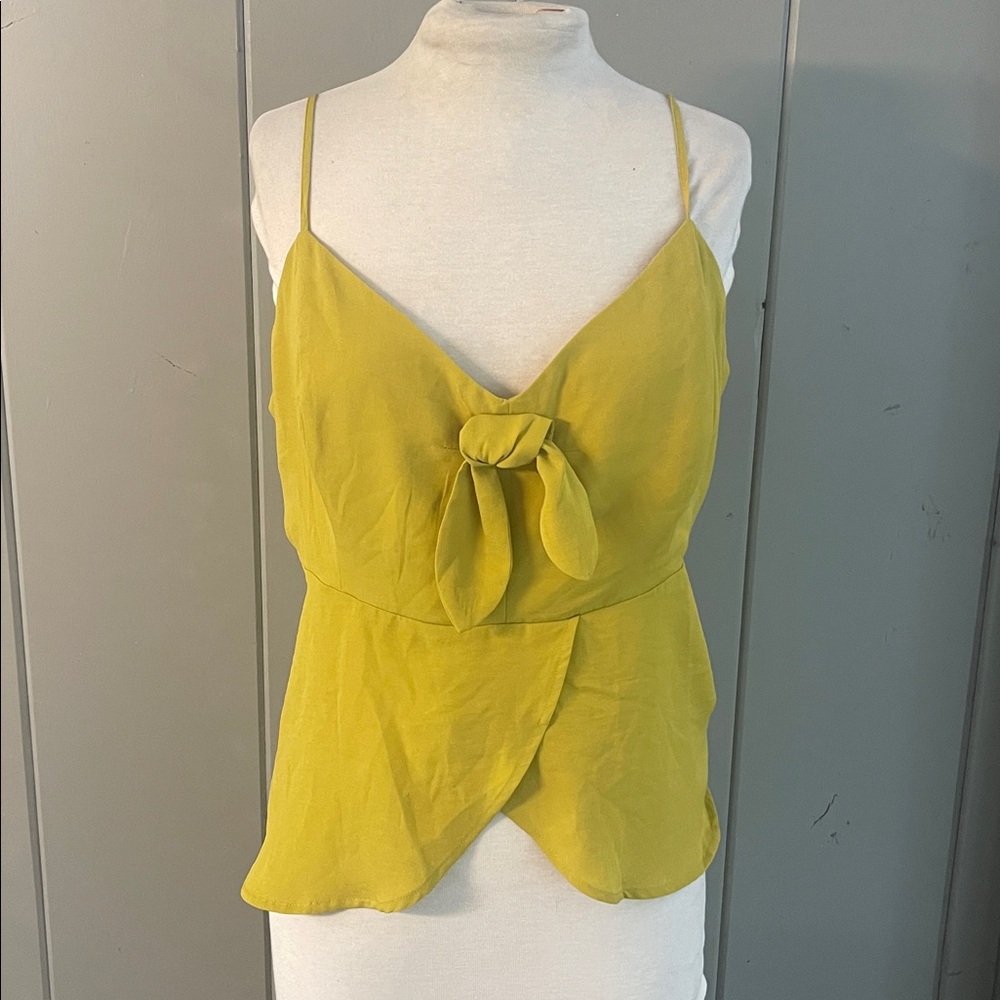 NWT Forever 21 Camisole Top Chartreuse Green Yellow 3X Boho Festival Fairy Artsy